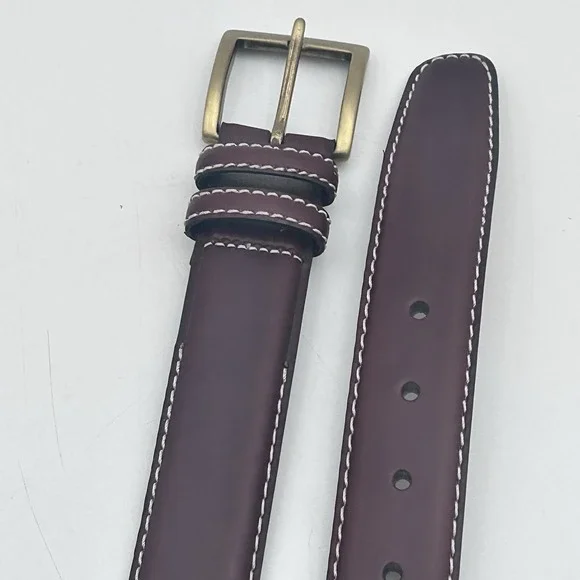 NEW Jos A Bank Dress Belt Mens Size 42 Brown Italian Leather Brass Buckle - Picture 2 of 7